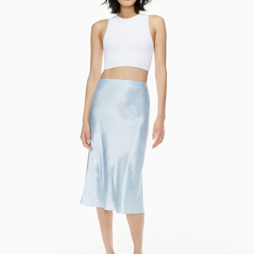 Aritzia Babaton Slip Midi Skirt in Dew Blue